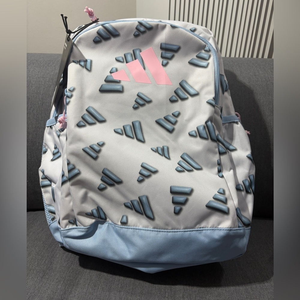 Adidas Kids' Pink and Blue Geometric Backpack